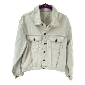 J. GALT Women's White Jean Denim Trucker Jacket Size Small S PacSun